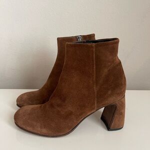 Ernesto Dolani Women Platform Chunky Heel Bootie Zip Brown Hand Made 39 US 9